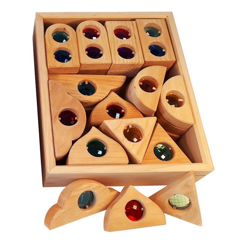 Bauspiel | Fairytale Window Shapes | 36 Blocks with Tray