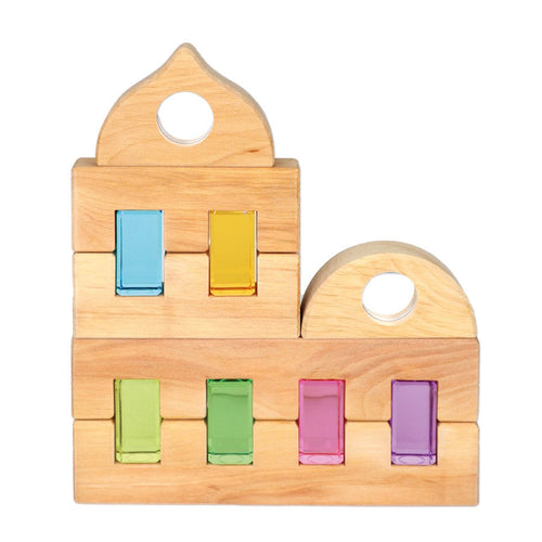 Bauspiel | Luminous Blocks Pastel | 12 Pieces in a Tray