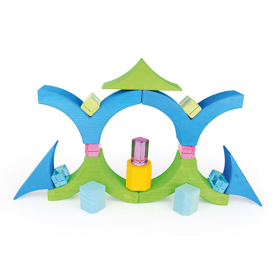 Bauspiel | Luminous Blocks Pastel | 12 Pieces in a Tray