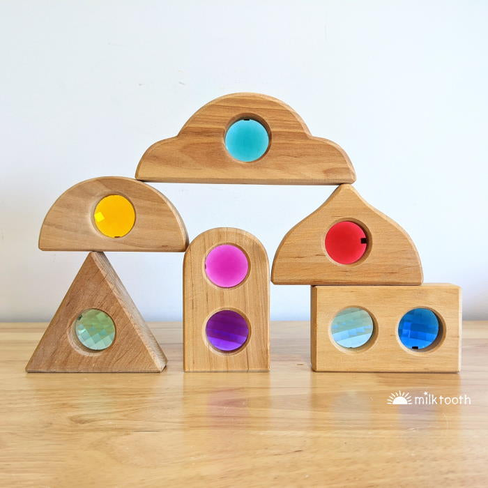 Bauspiel | Fairytale Window Shapes | 36 Blocks with Tray